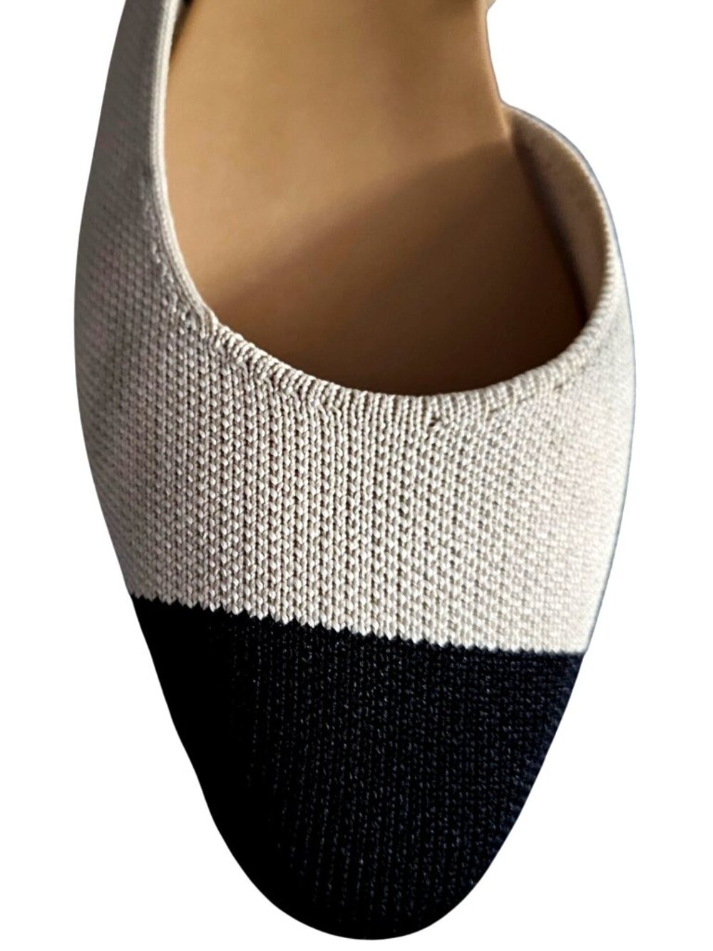 Rothys Womens Pointed Toe Slingback Flats Beige & Black Size 8 Sustainable Knit - Picture 7 of 11